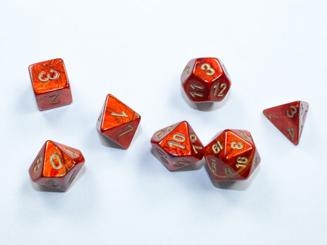 Chessex: Scarlet/Gold Mini-hedral Polyhedral 7-Dice Set
