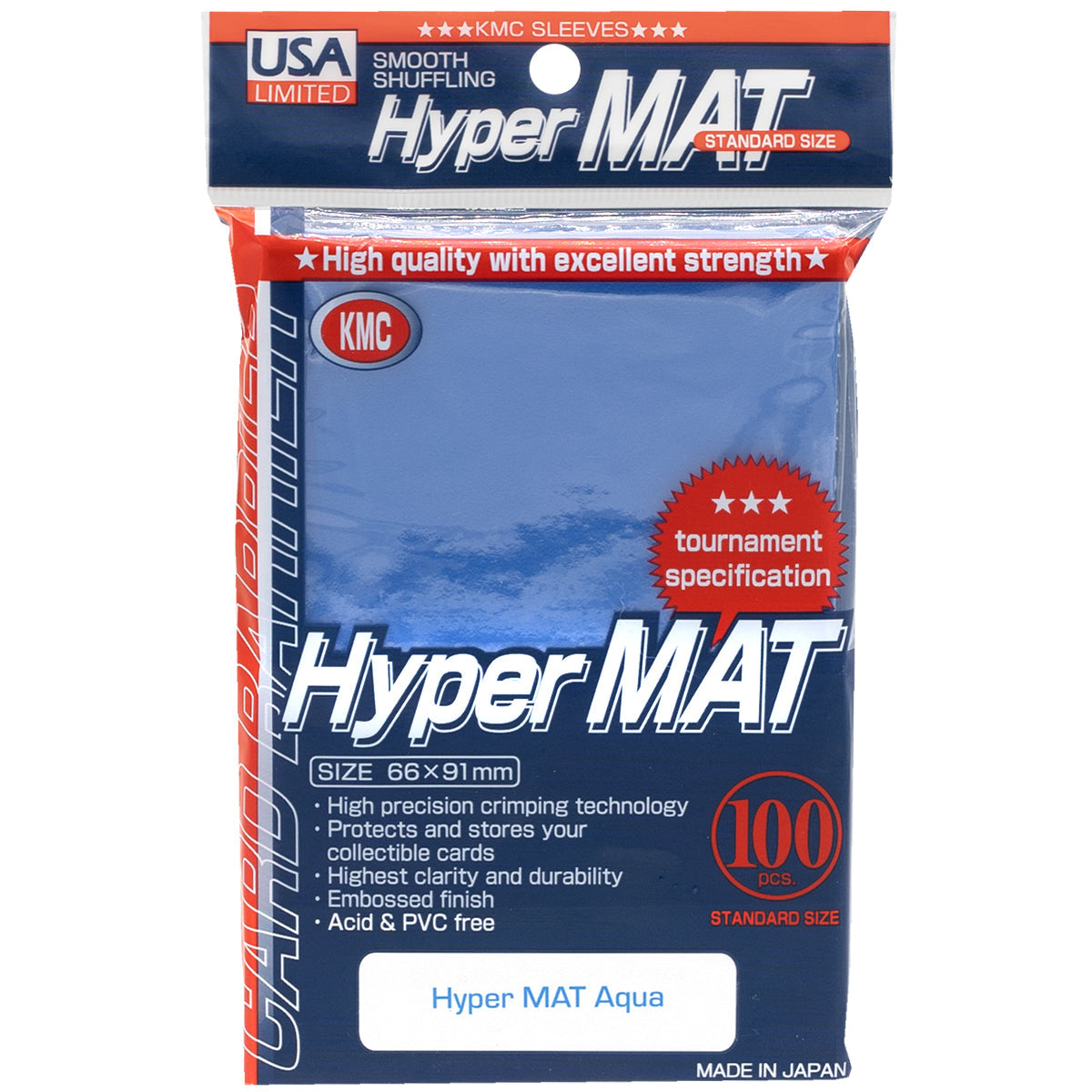 KMC: 100ct Hyper Mat Sleeves - Standard Size Aqua