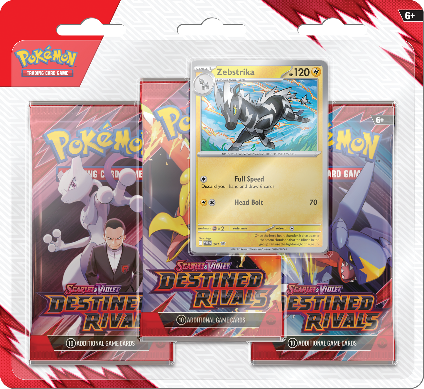 Pokémon TCG: Scarlet & Violet - Destined Rivals - 3 Pack Blister (Zebstrika)