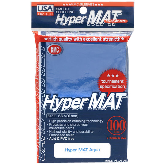 KMC: 100ct Hyper Mat Sleeves - Standard Size Aqua