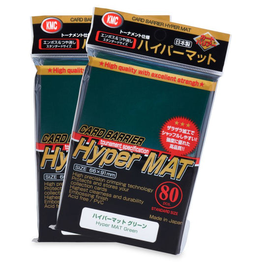 KMC: 80ct Hyper Mat Sleeves - Standard Size Green