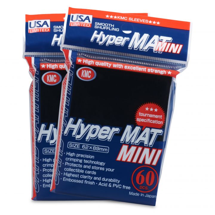 KMC: 60ct Hyper Mat Sleeves - Mini Size Black